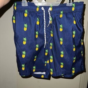 Navy pineapple swim trunks SMALL
